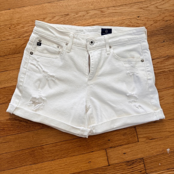 Ag Adriano Goldschmied Pants - AG Adriano Goldschmied The Hailey Ex-Boyfriend Roll Up Short White Size 25